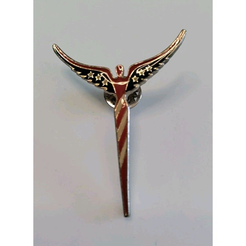 American Angel Pin by Steven Lavaggi Patriotic Red White & Blue Stars Stripes